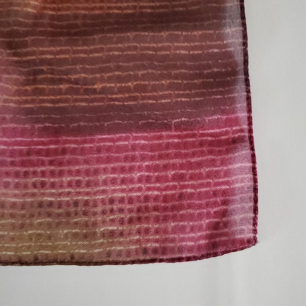 Vintage Scarf BURGUNDY AMBER OMBRE Sheer Chiffon 20" SQUARE - Picture 6 of 9
